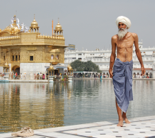 Sikh men at Harmandir Sahib after a ritual bath ritual bath